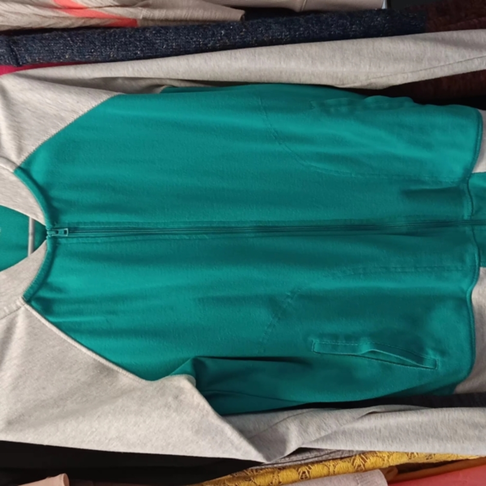 Teal and Gray Zip-Up Jacket